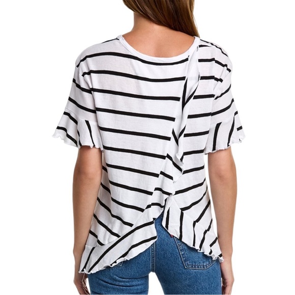 *BLACK* NWT, chaser, women’s flowy knit top, flouncy sleeves and hem, split open - Picture 2 of 4